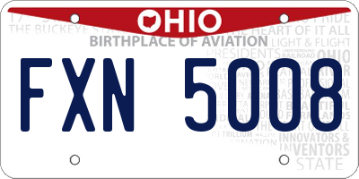 OH license plate FXN5008