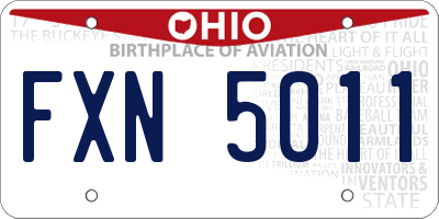 OH license plate FXN5011