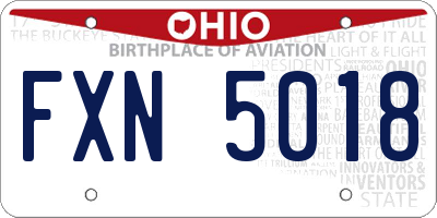OH license plate FXN5018