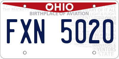 OH license plate FXN5020