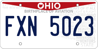 OH license plate FXN5023