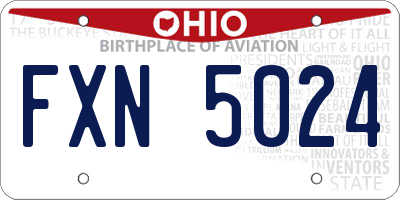 OH license plate FXN5024