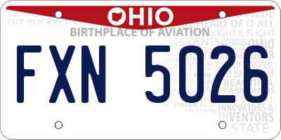 OH license plate FXN5026