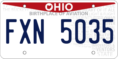 OH license plate FXN5035