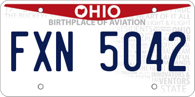 OH license plate FXN5042