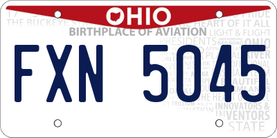 OH license plate FXN5045