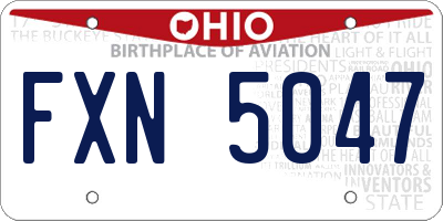 OH license plate FXN5047