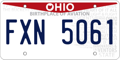 OH license plate FXN5061