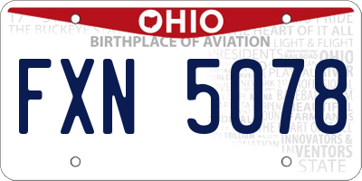 OH license plate FXN5078