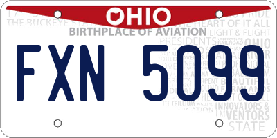 OH license plate FXN5099
