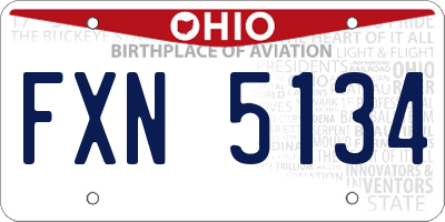OH license plate FXN5134