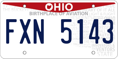 OH license plate FXN5143