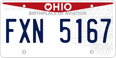OH license plate FXN5167