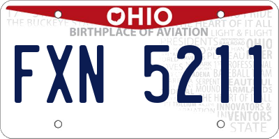 OH license plate FXN5211