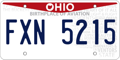 OH license plate FXN5215