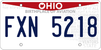 OH license plate FXN5218