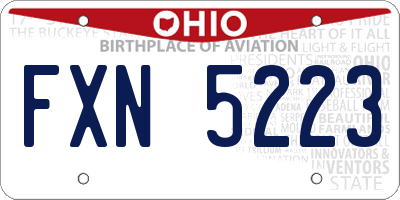 OH license plate FXN5223