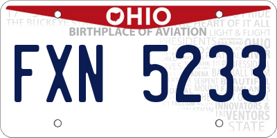 OH license plate FXN5233