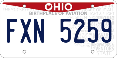 OH license plate FXN5259