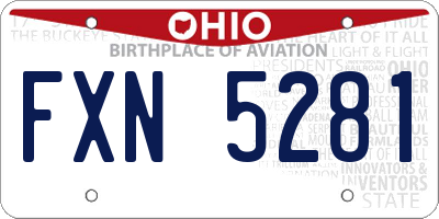 OH license plate FXN5281