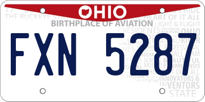 OH license plate FXN5287