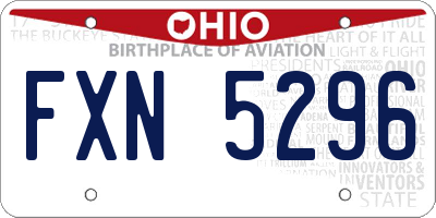 OH license plate FXN5296