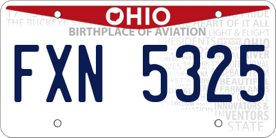 OH license plate FXN5325