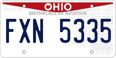 OH license plate FXN5335