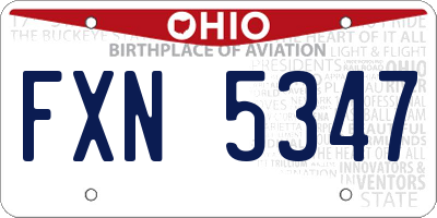 OH license plate FXN5347
