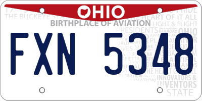 OH license plate FXN5348