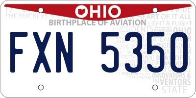 OH license plate FXN5350