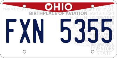 OH license plate FXN5355