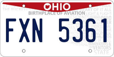 OH license plate FXN5361