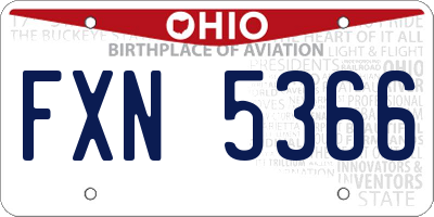 OH license plate FXN5366
