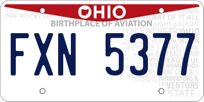 OH license plate FXN5377