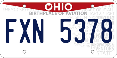 OH license plate FXN5378