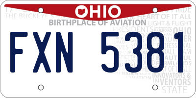 OH license plate FXN5381