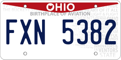 OH license plate FXN5382