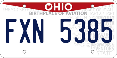 OH license plate FXN5385