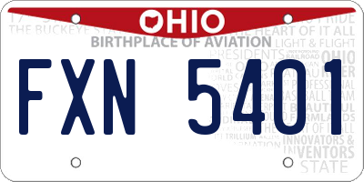 OH license plate FXN5401