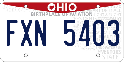 OH license plate FXN5403