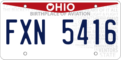 OH license plate FXN5416