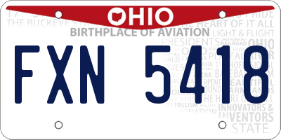 OH license plate FXN5418
