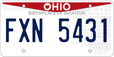 OH license plate FXN5431