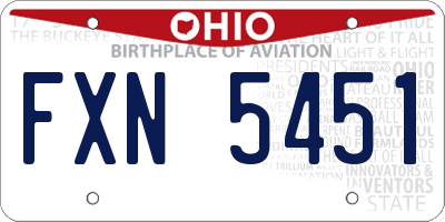 OH license plate FXN5451