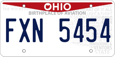 OH license plate FXN5454