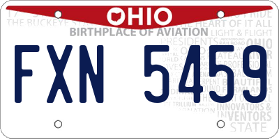 OH license plate FXN5459