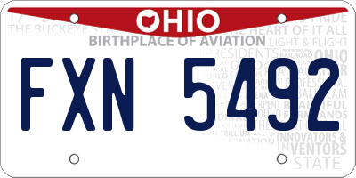 OH license plate FXN5492