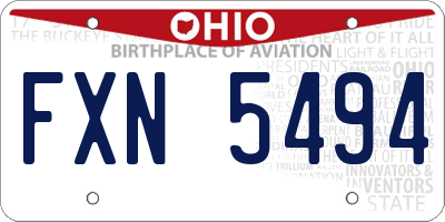 OH license plate FXN5494
