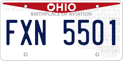 OH license plate FXN5501